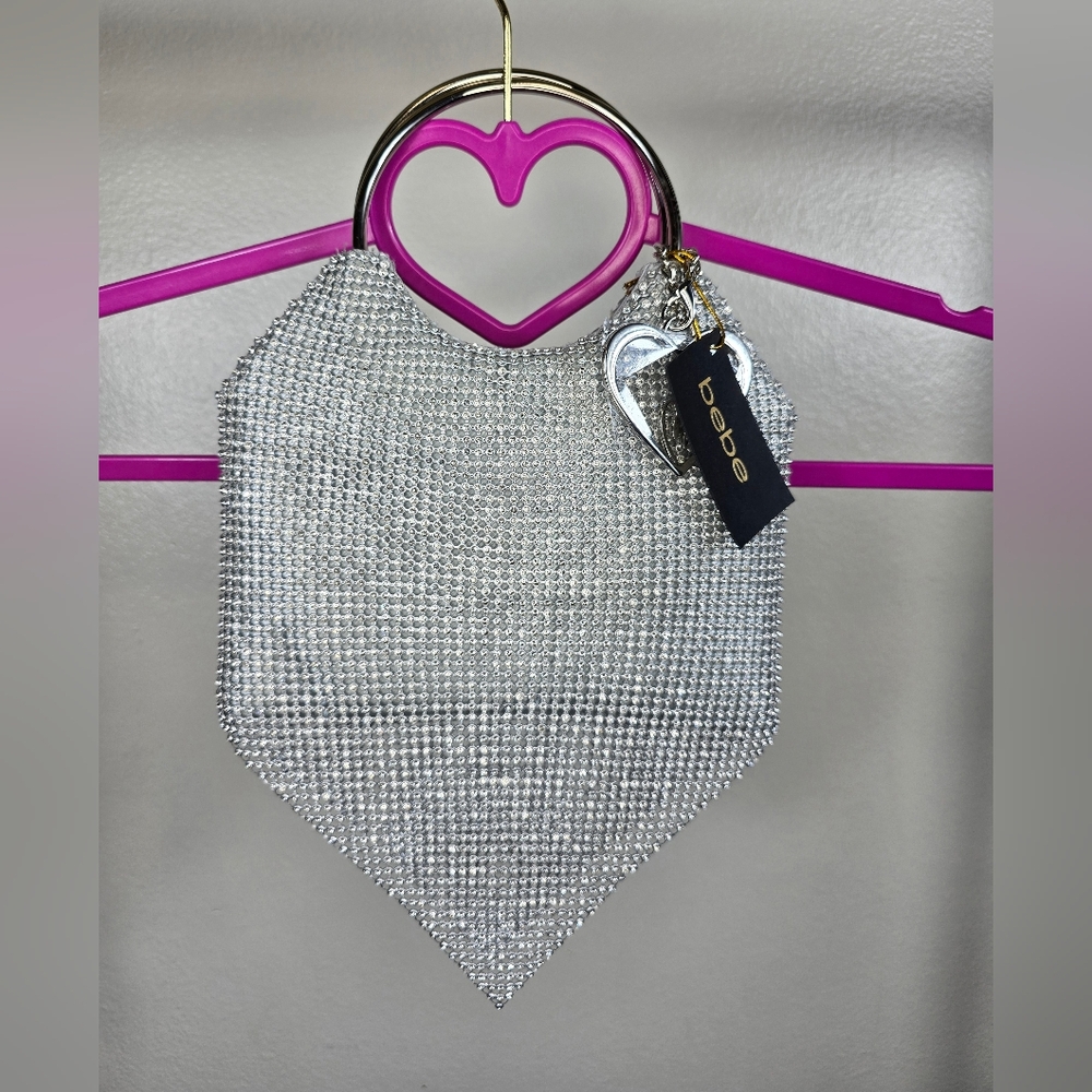 Bebe Silver Rhinestone Handbag